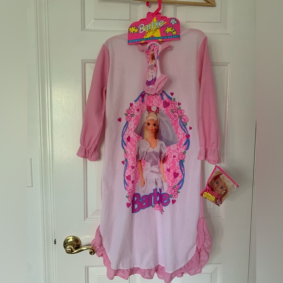 Matching Doll Carters Fleece Nightgown Barbie Pajamas Vtg Rare